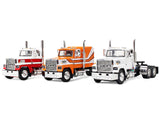 Ford LTL 9000 Trio Set (Two Day Cabs and One 60" Flat Top Sleeper) 1/64 Diecast Model by DCP/First Gear