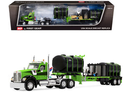 Kenworth W900 Day Cab with Demco 42' Liquid Fertilizer Tender Trailer Green and Black 1/64 Diecast Model by DCP/First Gear