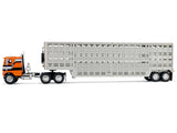 Freightliner COE and 45' Wilson Vintage Livestock Trailer Orange with Stripes 1/64 Diecast Model by DCP/First Gear