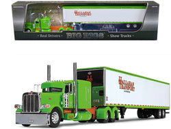 Peterbilt 389 with 63" Flat-Top Sleeper and 53' Utility Trailer "Hallahan Transport" Green "Big Rigs" Series 1/64 Diecast Model by DCP/First Gear