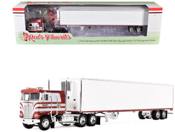 Kenworth K100 COE Flat Top and 53' Utility Trailer with Reefer "Red's Favorites - Jim Skrinar" Red with White Stripes 1/64 Diecast Model by DCP/First Gear