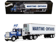 Mack Super-Liner with 36" Vintage Sleeper and 40' Vintage Trailer with Reefer "Maritime-Ontario" Blue with White Stripes "Legacy" Series #4 1/64 Diecast Model by DCP/First Gear