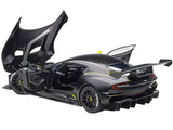 Aston Martin Vulcan Matte Black with Lime Green Stripes 1/18 Model Car by AUTOart