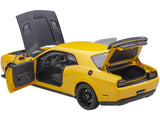 Dodge Challenger SRT Hellcat Widebody Yellow Jacket with Satin Black Hood 1/18 Model Car by AUTOart