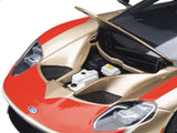 Ford GT Heritage Edition #5 "Holman Moody" Gold Metallic with Red and White Graphics 1/18 Model Car by AUTOart