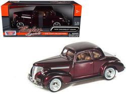 1939 Chevrolet Coupe Burgundy 1/24 Diecast Model Car by Motormax