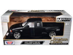 2001 Ford F-150 XLT Flareside Supercab Pickup Truck Matt Black with White Interior "Maxx Design" "American Classics" Series 1/24 Diecast Model by Motormax