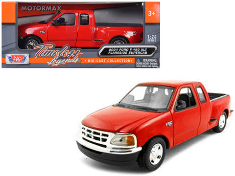 2001 Ford F-150 XLT Flareside Supercab Pickup Truck Red 1/24 Diecast Model by Motormax