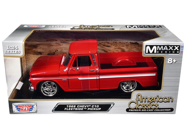 1966 Chevrolet C10 Fleetside Pickup Truck Red "Maxx Design" "American Classics" Series 1/24 Diecast Model by Motormax