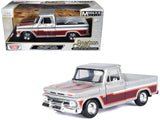1966 Chevrolet C10 Fleetside Pickup Truck Silver Metallic with Brown Sides "American Classics" Series 1/24 Diecast Model by Motormax