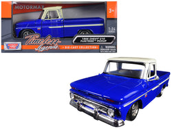 1966 Chevrolet C10 Fleetside Pickup Truck Blue with Cream Top 1/24 Diecast Model by Motormax