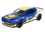 2018 Dodge Challenger SRT Hellcat Widebody #284 Blue Metallic and White with Yellow Graphics "GT Racing" Series 1/24 Diecast Model Car by Motormax