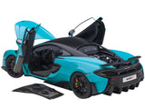 Mclaren 600LT Fistral Blue and Carbon 1/18 Model Car by AUTOart