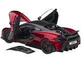 Mclaren 600LT Vermillion Red and Carbon 1/18 Model Car by AUTOart