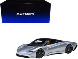 McLaren Speedtail Supernova Silver Metallic with Black Top and Suitcase Accessories 1/18 Model Car by AUTOart