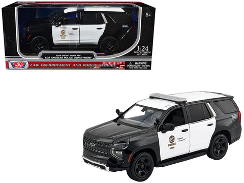 2025 Chevrolet Tahoe Police Pursuit Vehicle "Los Angeles Police Department (LAPD)" Black and White "Law Enforcement and Public Service" Series 1/24 Diecast Model by Motormax