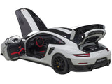 Porsche 911 (991.2) GT2 RS Weissach Package White with Carbon Stripes 1/18 Model Car by AUTOart