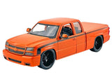 2006 Chevrolet Silverado Custom Pickup Truck Orange Metallic with Black Stripes "Die-Cast Collection" Series 1/25 Diecast Model by Motormax