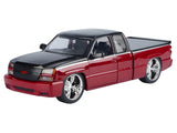 2006 Chevrolet Silverado Custom Pickup Truck Red Metallic and Black with Silver Stripes "Die-Cast Collection" Series 1/25 Diecast Model by Motormax