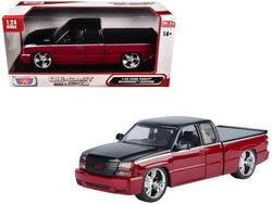 2006 Chevrolet Silverado Custom Pickup Truck Red Metallic and Black with Silver Stripes "Die-Cast Collection" Series 1/25 Diecast Model by Motormax