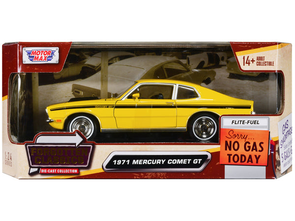 1971 Mercury Comet GT Yellow with Black Stripes "Forgotten Classics" Series 1/24 Diecast Model Car by Motormax