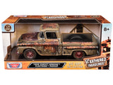 1958 Chevrolet Apache Fleetside Pickup Brown (Rusted) "Weathered Treasures" Series 1/24 Diecast Model by Motormax