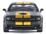 2018 Dodge Challenger SRT Hellcat Widebody Matte Black with Gold Stripes and Graphics "Midnight Eclipse" Series 1/24 Diecast Model Car by Motormax