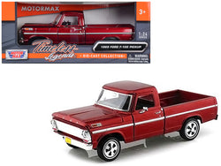 1969 Ford F-100 Pickup Truck Burgundy 1/24 Diecast Model by Motormax