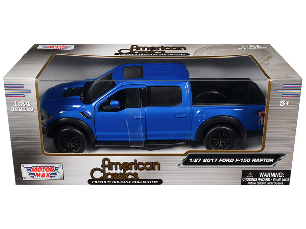 2017 Ford F-150 Raptor Pickup Truck Medium Blue Metallic 1/27 Diecast Model by Motormax