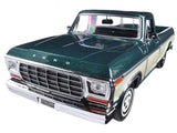 1979 Ford F-150 Pickup Truck Green Metallic and Cream 1/24 Diecast Model Car by Motormax