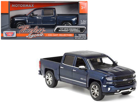2018 Chevrolet Silverado LTZ Pickup Truck Centennial Edition "100th Anniversary" Blue Metallic 1/27 Diecast Model by Motormax