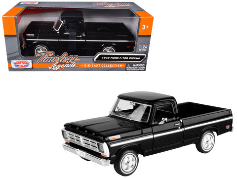 1972 Ford F-100 Pickup Truck Black "Timeless Legends" Series 1/24 Diecast Model by Motormax