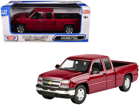 2006 Chevrolet Silverado 1500 Pickup Truck Red Metallic "Die-Cast Collection" Series 1/25 Diecast Model by Motormax