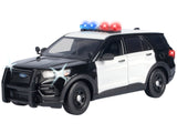 2022 Ford Police Interceptor Utility Black and White "Builder's Kit" with Flashing Light Bar and Front and Rear Lights and Sounds 1/24 Diecast Model by Motormax