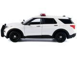 2022 Ford Police Interceptor Utility Plain White "Builder's Kit" with Flashing Light Bar and Front and Rear Lights and Sounds 1/24 Diecast Model by Motormax