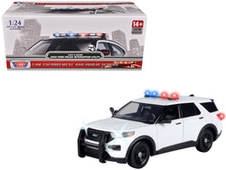 2022 Ford Police Interceptor Utility Plain White "Builder's Kit" with Flashing Light Bar and Front and Rear Lights and Sounds 1/24 Diecast Model by Motormax