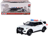 2022 Ford Police Interceptor Utility Plain White "Builder's Kit" with Flashing Light Bar and Front and Rear Lights and Sounds 1/24 Diecast Model by Motormax