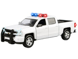 2017 Chevrolet Silverado 1500 LT Z71 Crew Cab Pickup Truck White with Flashing Light Bar and Front and Rear Lights and Sounds 1/27 Diecast Model Car by Motormax