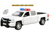 2017 Chevrolet Silverado 1500 LT Z71 Crew Cab Pickup Truck White with Flashing Light Bar and Front and Rear Lights and Sounds 1/27 Diecast Model Car by Motormax