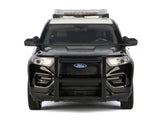 2022 Ford Police Interceptor Utility Black and White "Los Angeles Police Department (LAPD)" with Flashing Light Bar and Front and Rear Lights and Sounds 1/24 Diecast Model Car by Motormax