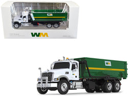 Mack Granite MP Refuse Garbage Truck with Tub-Style Roll-Off Container "Waste Management" White and Green 1/87 (HO) Diecast Model by First Gear
