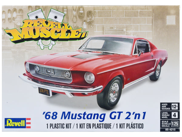 1968 Ford Mustang GT 2-in-1 Plastic Model Kit "Revell Muscle" (Skill Level 4) 1/25 Scale Model by Revell