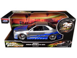 Brian's Nissan GTR Skyline R34 RHD (Right Hand Drive) Silver with Blue Stripes "Fast & Furious 25th Anniversary" 1/24 Diecast Model Car by Jada