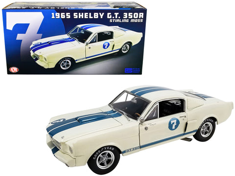 1965 Shelby GT 350R #7 "Stirling Moss" White with Blue Stripes Limited Edition to 516 pieces Worldwide 1/18 Diecast Model Car by ACME