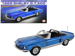 1968 Shelby GT500 Convertible Acapulco Blue Metallic with White Stripes Limited Edition to 1842 pieces Worldwide 1/18 Diecast Model Car by ACME
