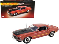 1969 Ford Mustang Mach 1 428 Cobra Jet Indian Fire Red with Yellow Stripes Limited Edition to 428 pieces Worldwide 1/18 Diecast Model Car by ACME