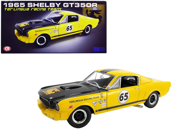 1965 Shelby GT350R #65 Yellow with Black Hood and Stripes "Terlingua Racing Team Tribute" Limited Edition to 300 pieces Worldwide 1/18 Diecast Model Car by ACME