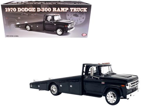 1970 Dodge D-300 Ramp Truck Black with Trucker Wheels Limited Edition to 180 pieces Worldwide 1/18 Diecast Model by ACME