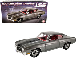 1970 Chevrolet Chevelle LS6 Shadow Gray with Black Stripes and Red Interior Limited Edition to 678 pieces Worldwide 1/18 Diecast Model Car by ACME