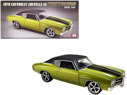 1970 Chevrolet Chevelle SS Restomod Citrus Green Metallic with Black Stripes and Black Vinyl Top Limited Edition to 258 pieces Worldwide 1/18 Diecast Model Car by ACME